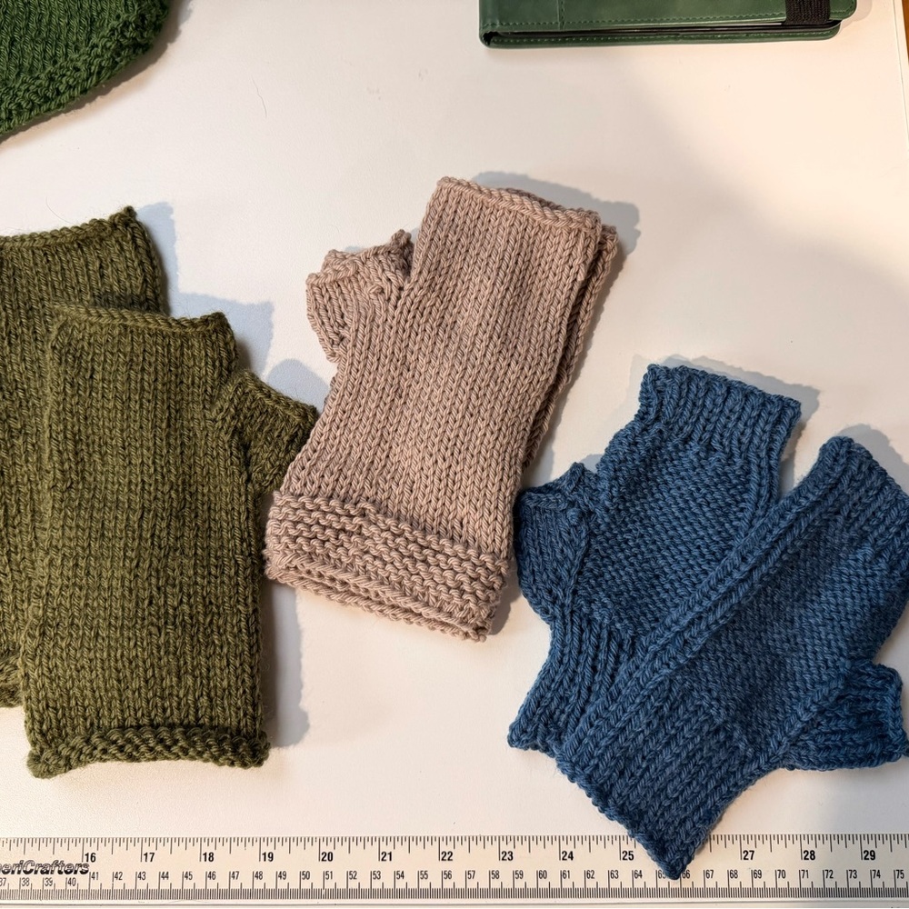 Handmade knit fingerless gloves